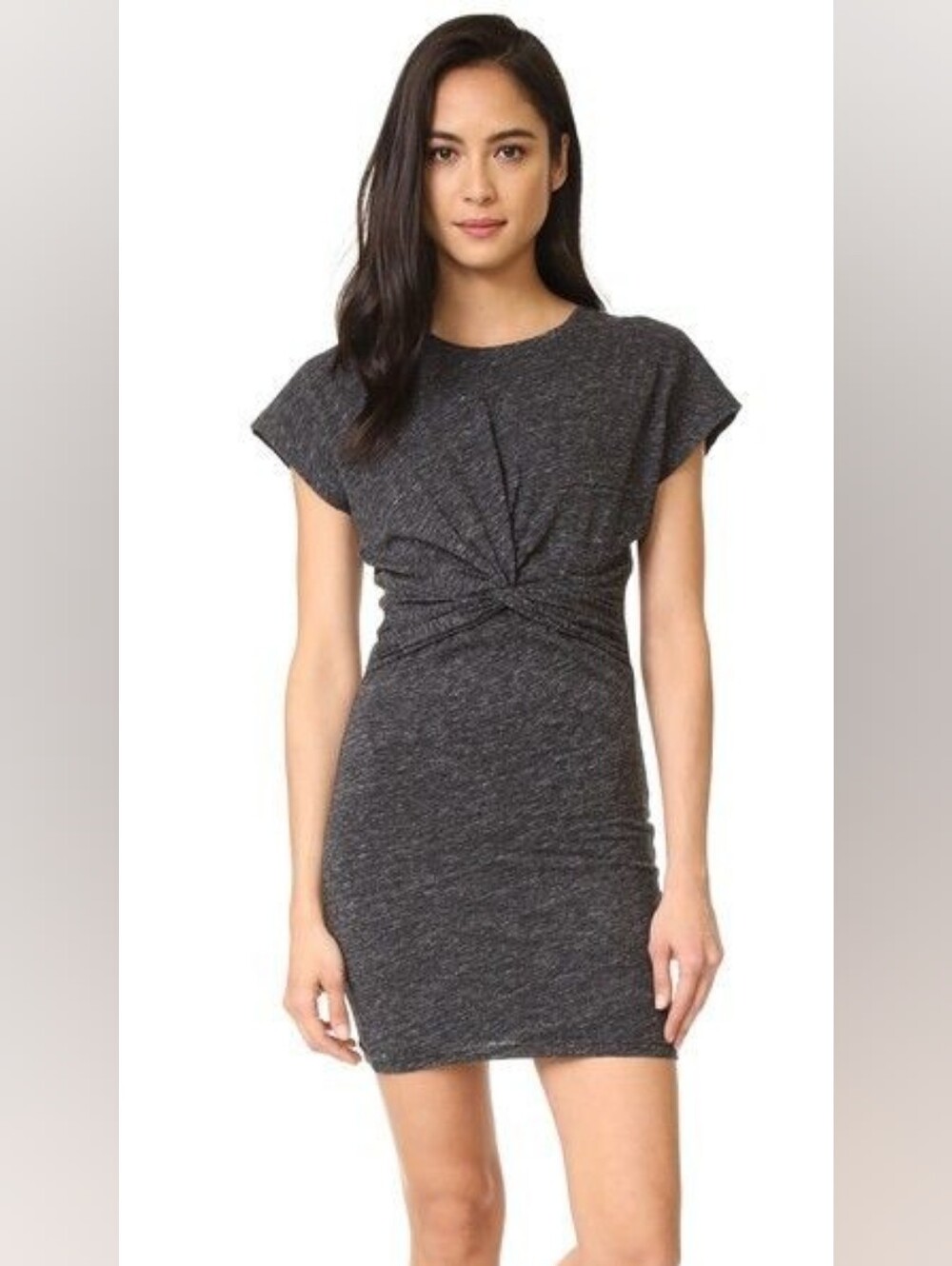 IRO Pier Twist Front T-Shirt Dress Gray Bodycon Size Medium